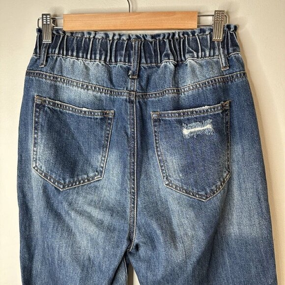 Risen Los Angeles Womens Jeans Elastic Waist 80s Y2K Distressed Denim Blue Sz 27 - Picture 9 of 12